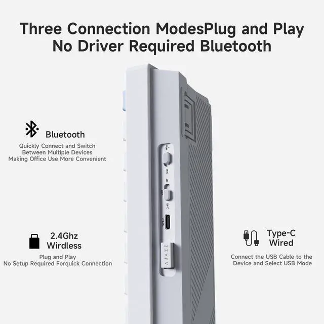 Alt view image 5 of 6 - AJ650 Mechanical Keyboard tri-Mode with Screen Gasket Structure (Flying Fish Purple)