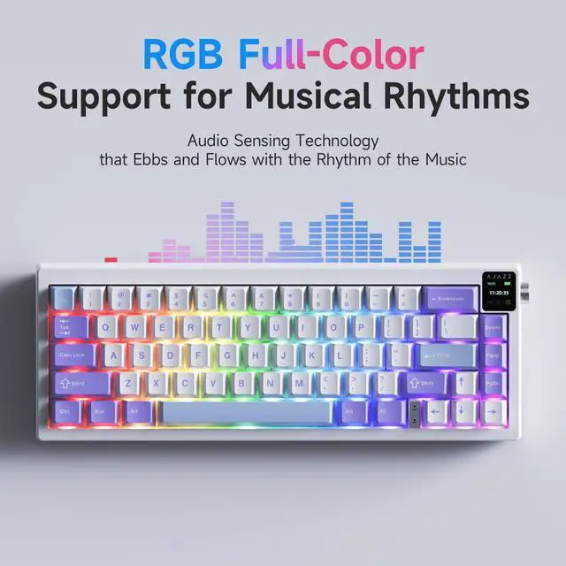 Alt view image 6 of 6 - AJ650 Mechanical Keyboard tri-Mode with Screen Gasket Structure (Flying Fish Purple)