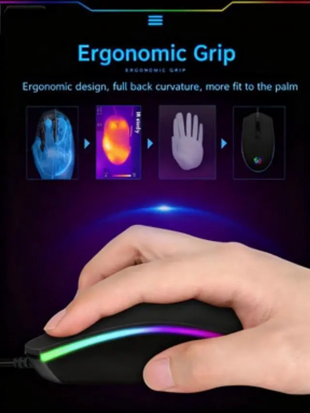 Alt view image 4 of 7 - Maine Computer Game Mouse, 1600 DPI, Three-Button, RGB Lighting Effect, Backlit, Optical Ergonomic Mouse, Factory Wholesale Sales (Pink, 10PACK)