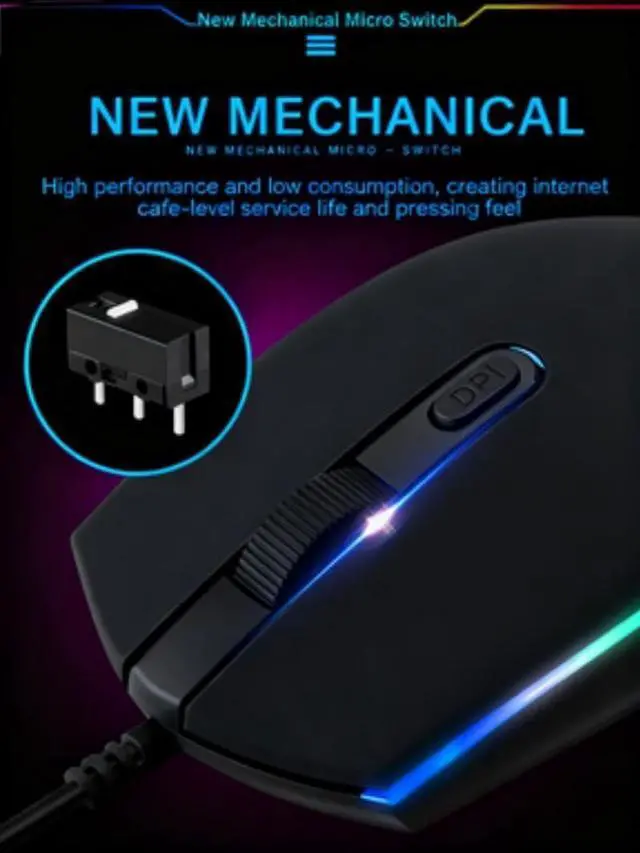 Alt view image 5 of 7 - Maine Computer Game Mouse, 1600 DPI, Three-Button, RGB Lighting Effect, Backlit, Optical Ergonomic Mouse, Factory Wholesale Sales (Pink, 10PACK)