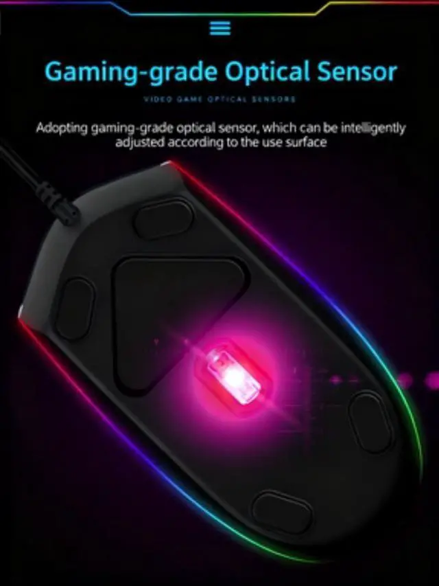 Alt view image 6 of 7 - Maine Computer Game Mouse, 1600 DPI, Three-Button, RGB Lighting Effect, Backlit, Optical Ergonomic Mouse, Factory Wholesale Sales (Pink, 10PACK)
