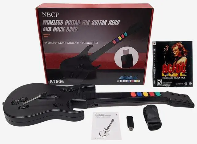 Alt view image 2 of 3 - Wireless Guitar Controller for use with PS3 and PC (Compatible with Rock Band & Guitar Hero Games) + ACDC Rock Band Video Game Bundle Set PC
