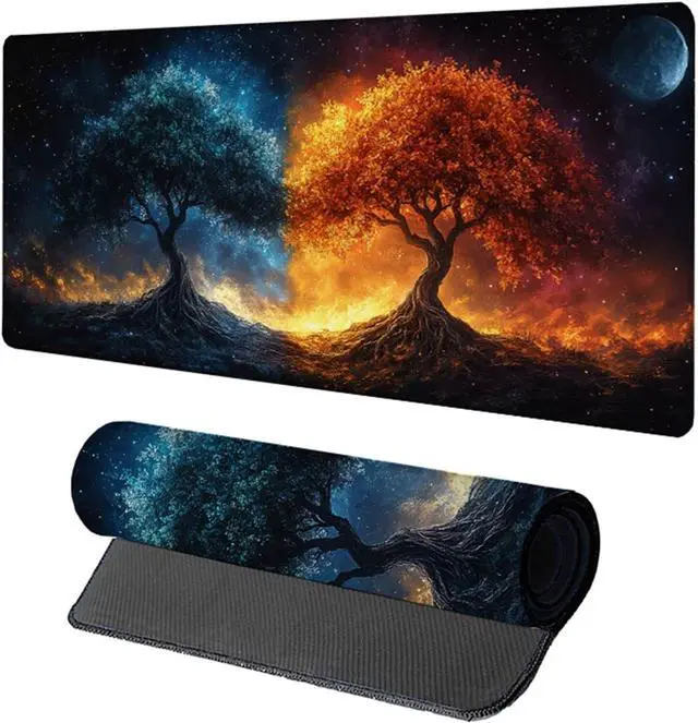 Main image of Tree Mouse Pad, Gaming Mouse Pad 48x24in, Desk Mat with Stitched Edges, Large Mousepad Waterproof, Gaming Accessories Keyboard Mat, Office Desk Accessories, for Gamer Computer Office, Yellow 2-6770