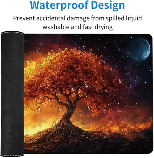 Alt view image 6 of 7 - Tree Mouse Pad, Gaming Mouse Pad 48x24in, Desk Mat with Stitched Edges, Large Mousepad Waterproof, Gaming Accessories Keyboard Mat, Office Desk Accessories, for Gamer Computer Office, Yellow 2-6770