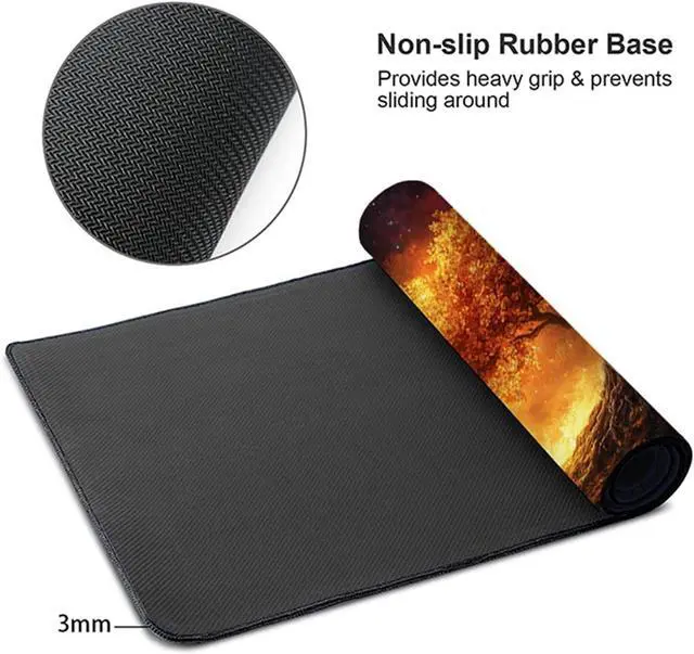 Alt view image 7 of 7 - Tree Mouse Pad, Gaming Mouse Pad 48x24in, Desk Mat with Stitched Edges, Large Mousepad Waterproof, Gaming Accessories Keyboard Mat, Office Desk Accessories, for Gamer Computer Office, Yellow 2-6770