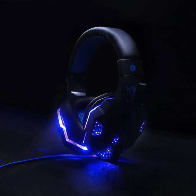 Alt view image 3 of 6 - Deucalion USB Wired Gaming Headset Over Ear Headphones Earbud for PS4 PC Laptop Xbox One PS5 Controller Nintendo Switch, with LED Light, Passive Noise Cancelling, Mic (Blue)