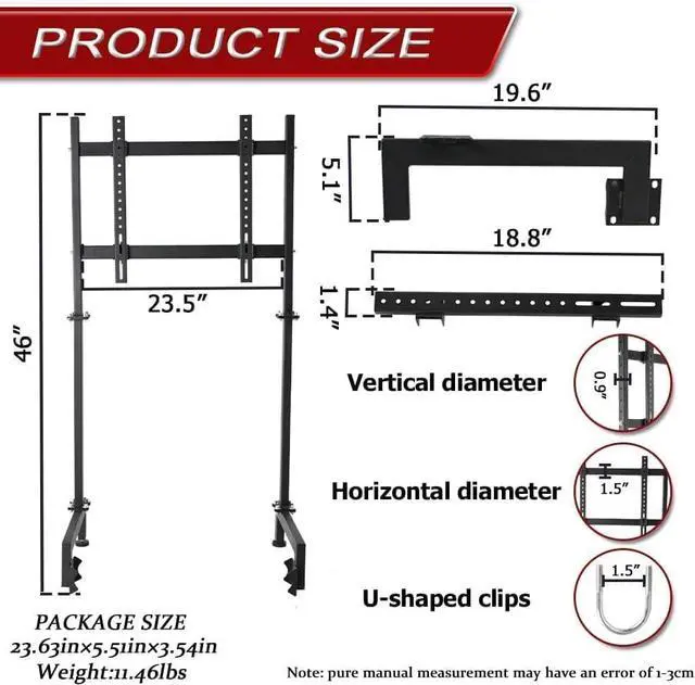 Alt view image 5 of 7 - Racing Simulator Display Bracket Monitor Stand Suitable for Large Round Tube Sim Racing Cockpit Stand, Support 24-60 Inch TV, No Screen Monitor Racing Stand Seat
