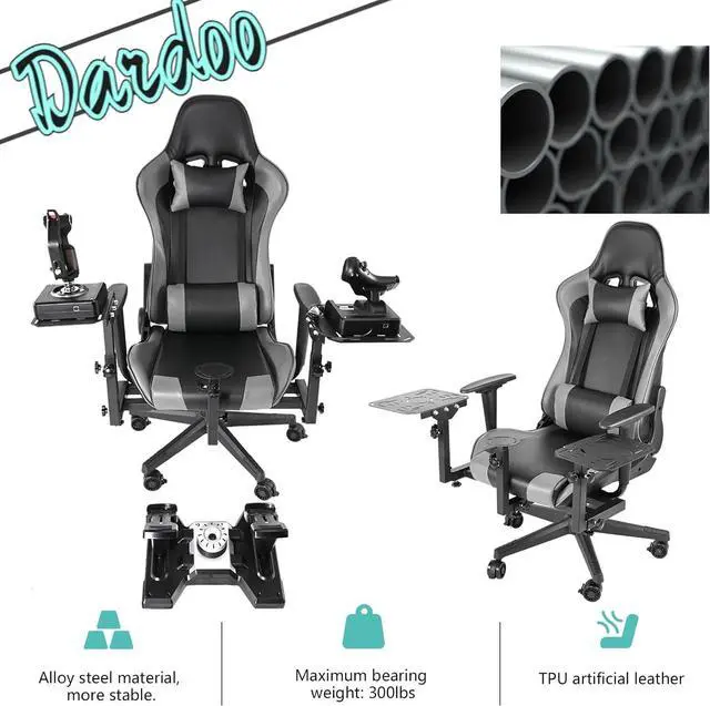 Alt view image 3 of 7 - Dardoo Flight Simulator Cockpit with Gray Seats, Compatible with HOTAS Warthog, G Saitek, Airbus Stick and Throttle, A10C Rocker, Multi-Scene Applications, ExcludingThrottle, Joystick and Pedal