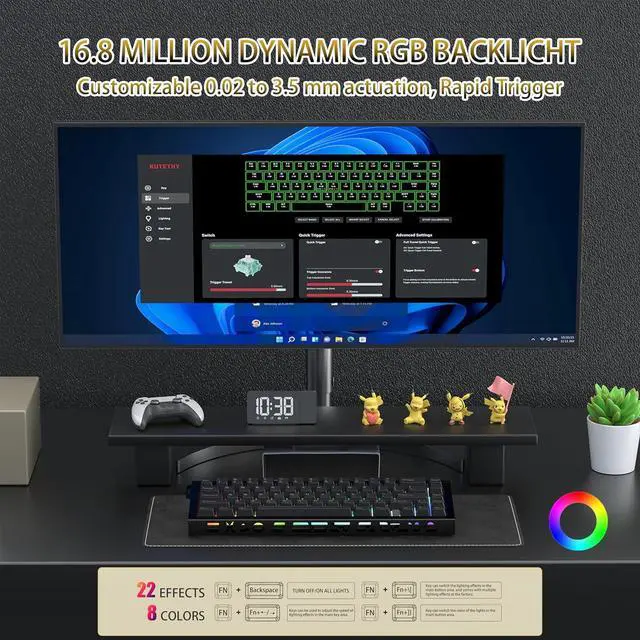 Alt view image 5 of 7 - kutethy KY67 Pro Gaming Keyboard, 65% RGB Hall Effect Keyboard, 67 Keys with Gateron Magnetic Switches, Rapid Trigger, Adjustable Actuation