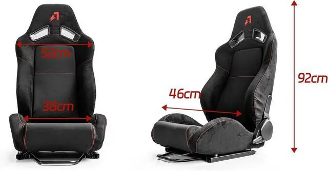 Alt view image 2 of 7 - CS-Pro Modular Simracing Cockpit Esports Game Accessories Classic Racing Seats, Adjustable Suede Universal Seats Compatible with Thrustmaster, Fanatec, Moza on PC, Xbox and PS