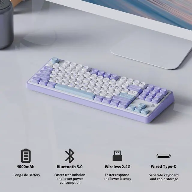 Alt view image 5 of 7 - DAIDAI×AJAZZ AK870 TKL 87-Key Gasket Structure Full-Key Hot-Swappable Mechanical Keyboard Type-C/2.4G/BT 5.1, 4000mAh Battery, MOA Keycap,South-Facing RGB, for Windows/MAC.