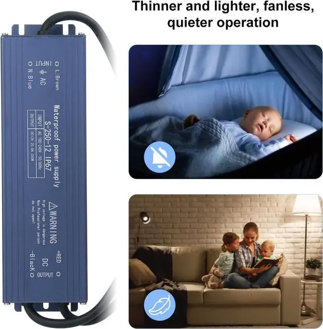 Alt view image 3 of 6 - 12V 250W IP67 Aluminum Alloy LED Power Supply for Lighting and Signage