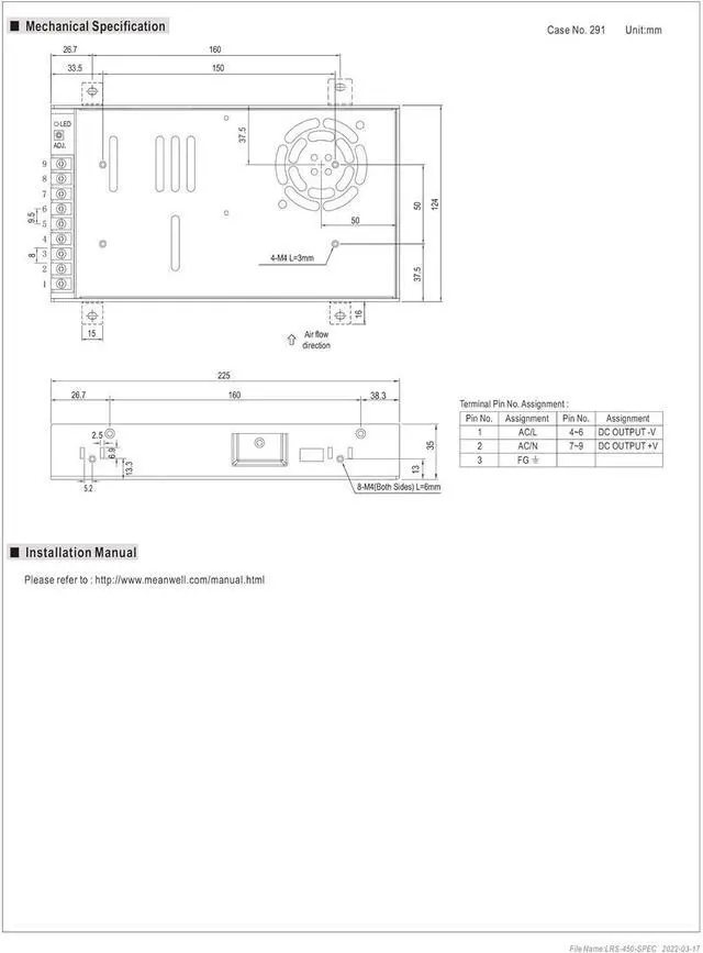 Alt view image 4 of 7 - Switching Power LRS-450-5 110/220V AC to DC 5V 75A 375W Single Output Switching Power Supply for Industrial Machine Driver