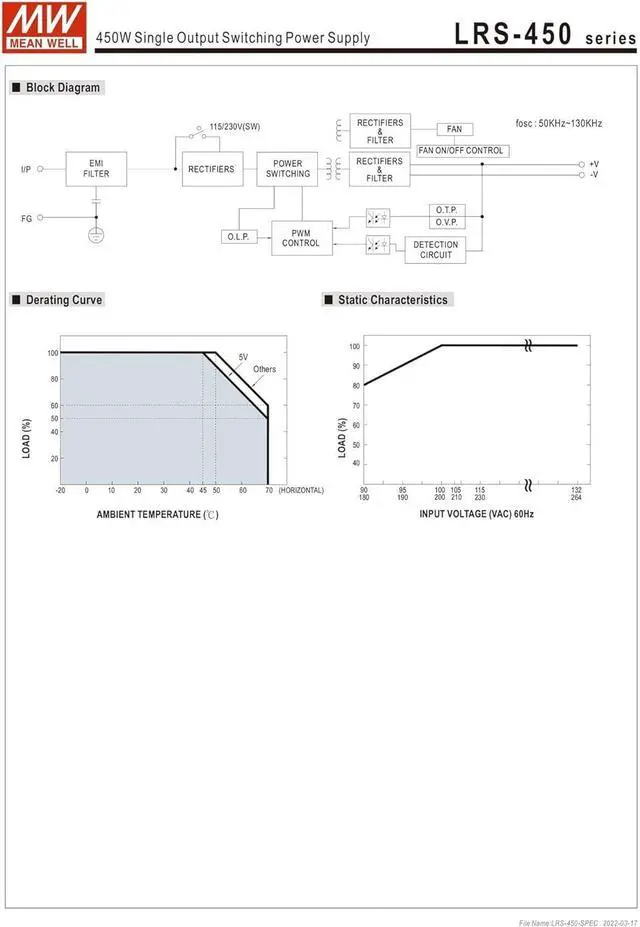 Alt view image 5 of 7 - Switching Power LRS-450-5 110/220V AC to DC 5V 75A 375W Single Output Switching Power Supply for Industrial Machine Driver