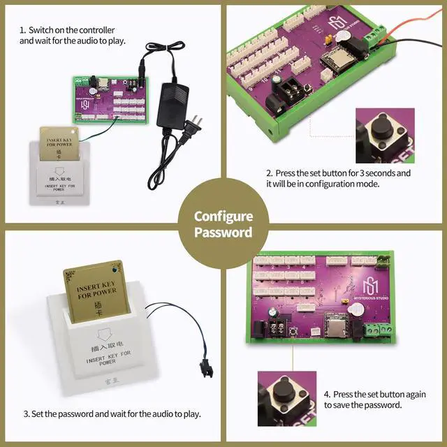 Alt view image 4 of 7 - Escape Room Prop Key Card Switch Insert Card for Power to Unlock a Mechanism with Programmable Controller&Speaker