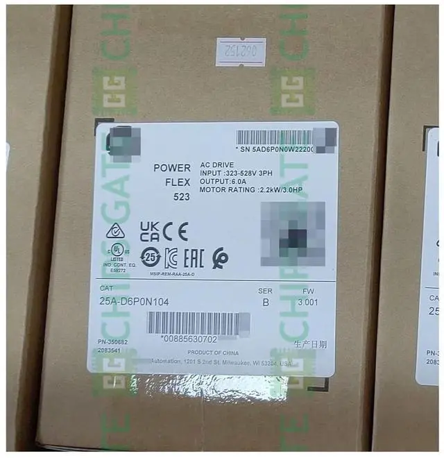 Alt view image 2 of 4 - 25A-D6P0N104 /B 523 AC Drive 2.2kW 3Hp 480V PLC New Box