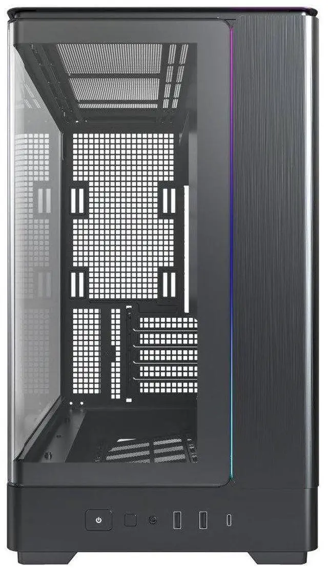 Alt view image 2 of 6 - MONTECH KING 15 KING15B Micro-ATX PC Case, Curved Panoramic Glass, Chimney Airflow, 360mm Radiator Support, Compact Build for High-Performance Systems, Black