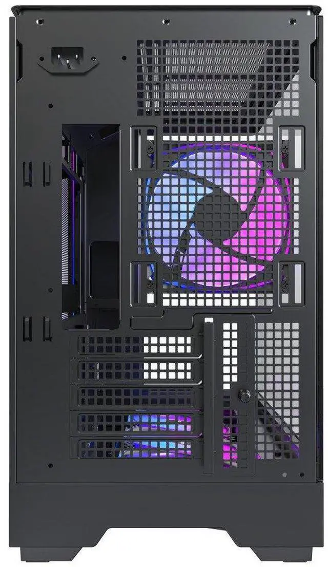 Alt view image 4 of 6 - MONTECH KING 15 KING15B Micro-ATX PC Case, Curved Panoramic Glass, Chimney Airflow, 360mm Radiator Support, Compact Build for High-Performance Systems, Black