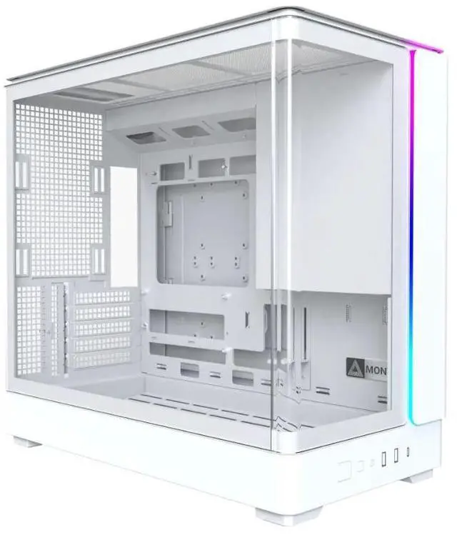 Main image of MONTECH KING 15 KING15W Micro-ATX PC Case, Curved Panoramic Glass, Chimney Airflow, 360mm Radiator Support, Compact Build for High-Performance Systems, White