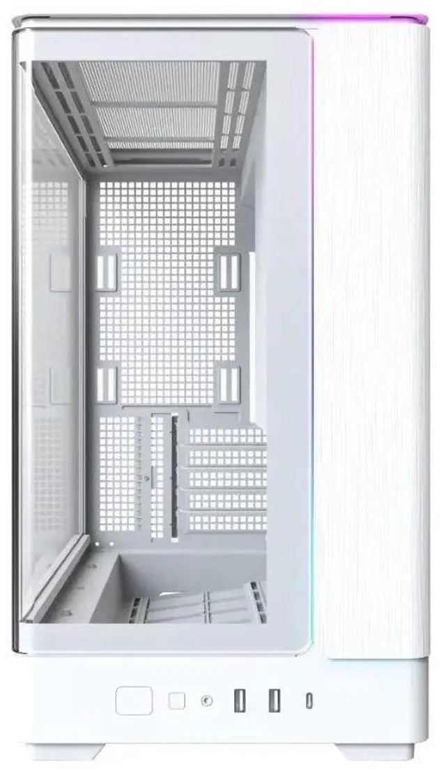 Alt view image 2 of 6 - MONTECH KING 15 KING15W Micro-ATX PC Case, Curved Panoramic Glass, Chimney Airflow, 360mm Radiator Support, Compact Build for High-Performance Systems, White