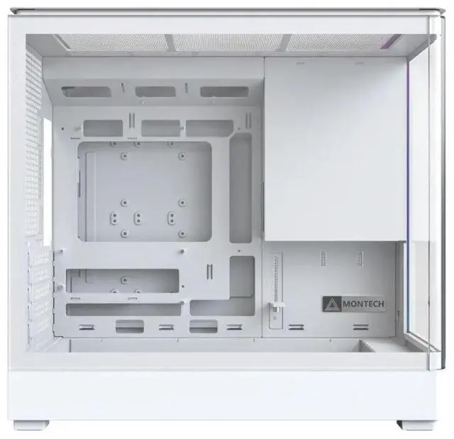 Alt view image 3 of 6 - MONTECH KING 15 KING15W Micro-ATX PC Case, Curved Panoramic Glass, Chimney Airflow, 360mm Radiator Support, Compact Build for High-Performance Systems, White