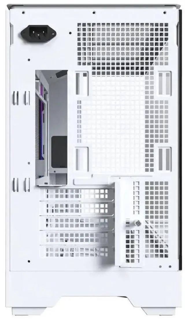 Alt view image 4 of 6 - MONTECH KING 15 KING15W Micro-ATX PC Case, Curved Panoramic Glass, Chimney Airflow, 360mm Radiator Support, Compact Build for High-Performance Systems, White