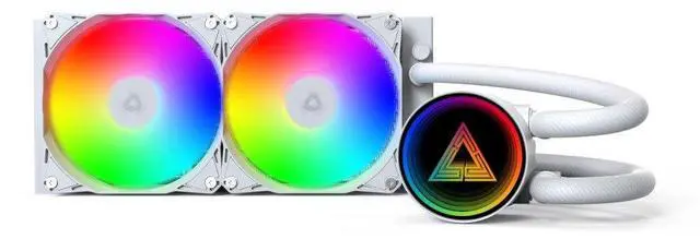 Alt view image 2 of 6 - MONTECH LightFlow ARGB 240 CPU Liquid Cooler, 240mm AIO with 3100RPM Pump, 2x120mm ARGB Fans, Real-Time Digital Display, Intel & AMD Support (White)