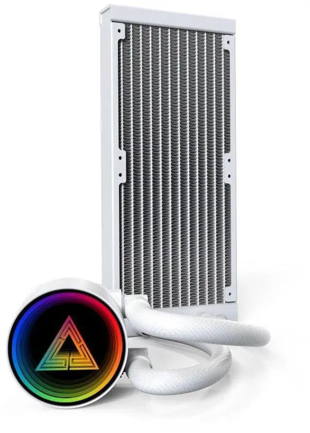 Alt view image 5 of 6 - MONTECH LightFlow ARGB 240 CPU Liquid Cooler, 240mm AIO with 3100RPM Pump, 2x120mm ARGB Fans, Real-Time Digital Display, Intel & AMD Support (White)