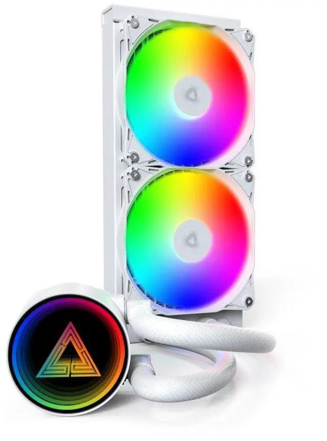 Main image of MONTECH LightFlow ARGB 240 CPU Liquid Cooler, 240mm AIO with 3100RPM Pump, 2x120mm ARGB Fans, Real-Time Digital Display, Intel & AMD Support (White)