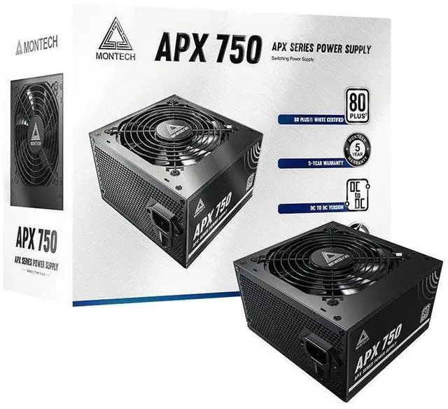Alt view image 4 of 6 - MONTECH APX Series APX 750W - Power supply (internal) - DC-DC - ATX12V - 80 PLUS - AC 100-240 V - 750 Watt - active PFC