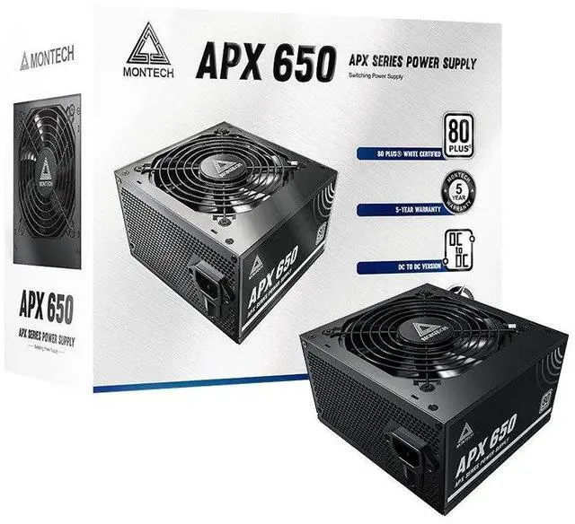 Alt view image 2 of 6 - MONTECH APX Series APX 650W - Power supply (internal) - DC-DC - ATX12V - 80 PLUS - AC 100-240 V - 650 Watt - active PFC