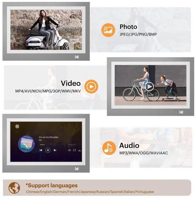 Alt view image 6 of 7 - Kodak RWF-116B GREY 11.6-Inch Wi-Fi Enabled Advanced Digital Photo Frame