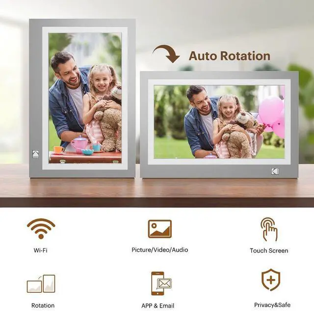Alt view image 2 of 7 - Kodak RWF-116B GREY 11.6-Inch Wi-Fi Enabled Advanced Digital Photo Frame