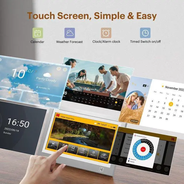 Alt view image 3 of 7 - Kodak RWF-116B GREY 11.6-Inch Wi-Fi Enabled Advanced Digital Photo Frame