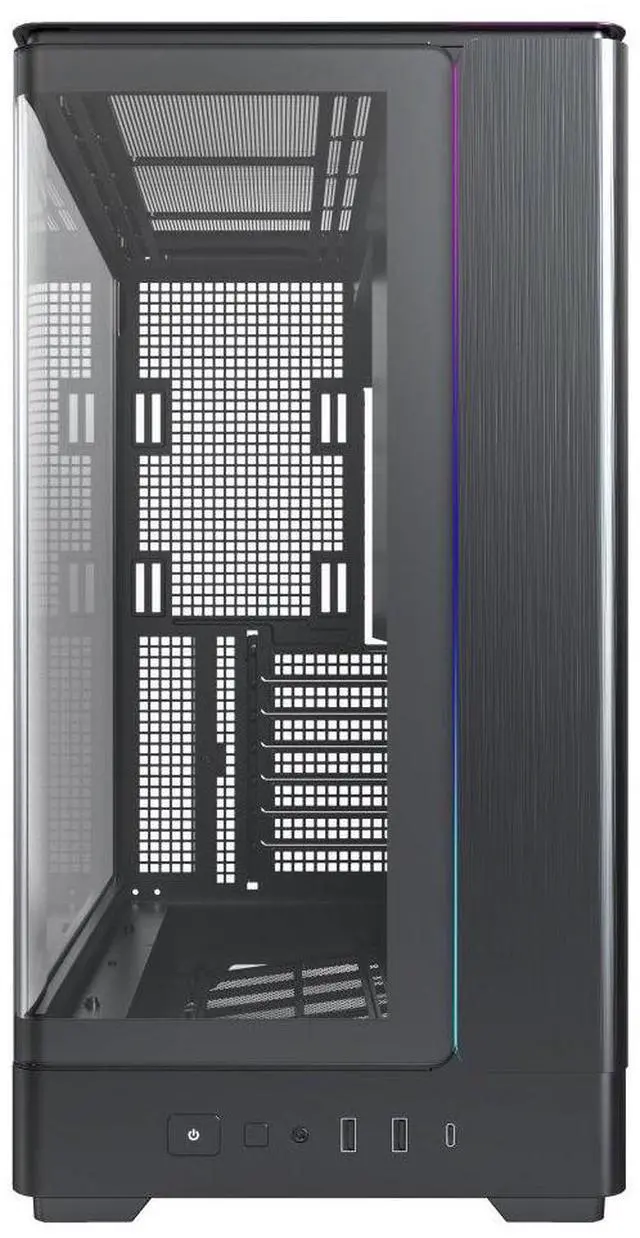Alt view image 2 of 6 - MONTECH KING 45 KING45B ATX PC Case, Curved Panoramic Glass, Chimney Airflow, 360mm Radiator Support (Black)