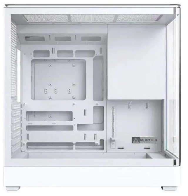 Alt view image 4 of 6 - MONTECH KING 45 KING45W ATX PC Case, Curved Panoramic Glass, Chimney Airflow, 360mm Radiator Support (White)