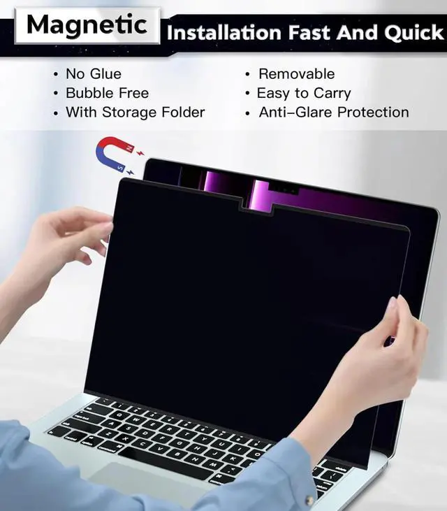 Alt view image 2 of 6 - PMagnetic Privacy Screen Protector for MacBook Pro 16 Inch 2 Pack  [Matte Anti-Glare] [Reduces Blue Light]