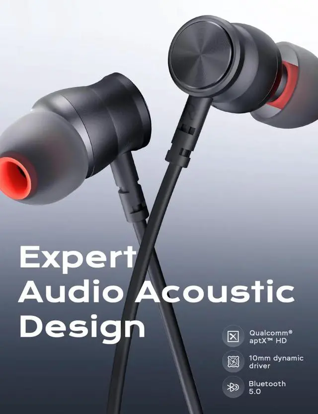 Alt view image 2 of 6 - 5.0 Bluetooth Earbuds CVC 8.0 Noise Canceling Mic, in-Ear Magnetic Neckband Earphones 30Hrs Playtime