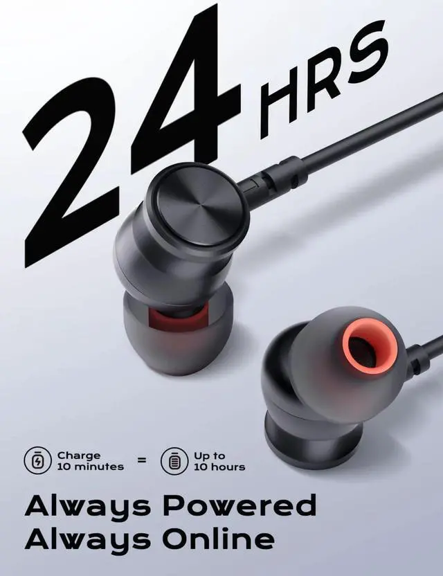 Alt view image 4 of 6 - 5.0 Bluetooth Earbuds CVC 8.0 Noise Canceling Mic, in-Ear Magnetic Neckband Earphones 30Hrs Playtime