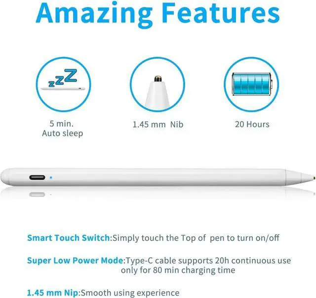 Alt view image 4 of 6 - Electronic Stylus Pens for iPhone 14/13 Pro Max Pencil, Active Digital Pencil with 1.5mm Ultra Fine Tip
