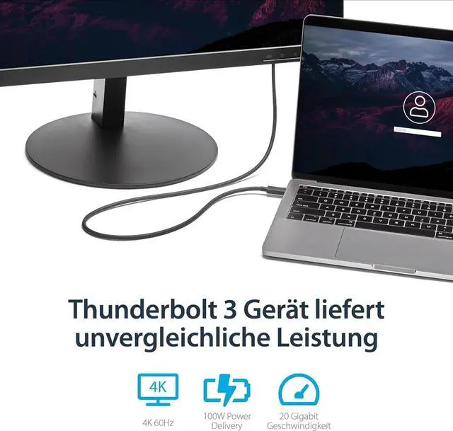 Alt view image 3 of 6 - 1m (3.3ft) Passive Thunderbolt 3 Cable, 20Gbps, 100W PD, 4K Video, Thunderbolt Cable, Compatible with USB4/DP Alt Mode