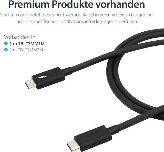 Alt view image 4 of 6 - 1m (3.3ft) Passive Thunderbolt 3 Cable, 20Gbps, 100W PD, 4K Video, Thunderbolt Cable, Compatible with USB4/DP Alt Mode