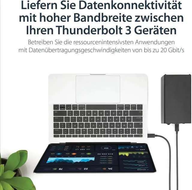 Alt view image 2 of 6 - 1m (3.3ft) Passive Thunderbolt 3 Cable, 20Gbps, 100W PD, 4K Video, Thunderbolt Cable, Compatible with USB4/DP Alt Mode