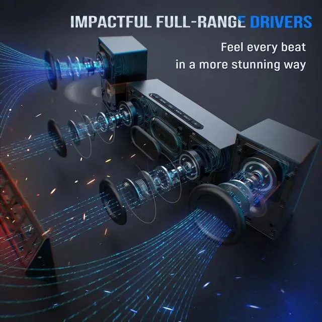 Alt view image 2 of 4 - Computer Speakers System with Subwoofer, Gaming Speaker for PC with RGB, Volume Control, Monitoring, 3.5mm Aux Input, AC Powered Speakers