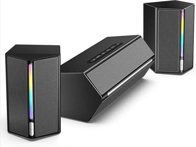 Main image of Computer Speakers System with Subwoofer, Gaming Speaker for PC with RGB, Volume Control, Monitoring, 3.5mm Aux Input, AC Powered Speakers