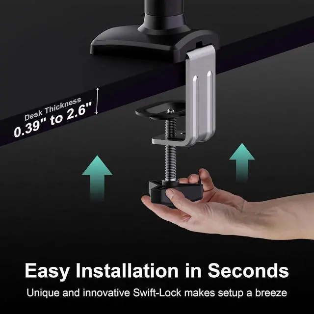 Alt view image 6 of 7 - Dual Monitor Desk Mount for 13-32" Computer Screen,Adjustable Gas Spring Monitor Arm,Each Arm Holds 4.4 to 22 lbs