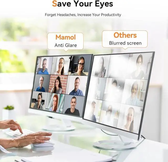 Alt view image 3 of 3 - [2-Pack] 24 Inch Computer Blue Light Blocking Screen Protector for 16:9 Widescreen Monitor, Anti Glare Anti-UV Eye Protection Desktop PC LED Monitor Filter, Removable Anti-Scratch Screen Film 24in