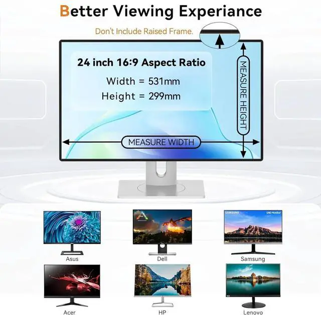 Main image of [2-Pack] 24 Inch Computer Blue Light Blocking Screen Protector for 16:9 Widescreen Monitor, Anti Glare Anti-UV Eye Protection Desktop PC LED Monitor Filter, Removable Anti-Scratch Screen Film 24in