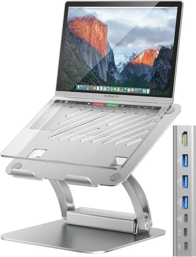 Main image of Laptop Stand with Detachable USB-C Hub,3 USB Ports, Ergonomic Laptop Holder Docking Station