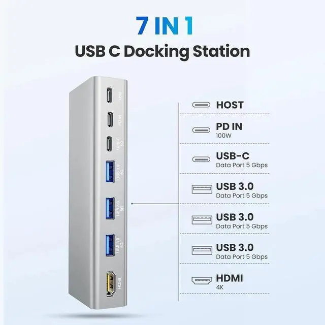 Alt view image 3 of 5 - Laptop Stand with Detachable USB-C Hub,3 USB Ports, Ergonomic Laptop Holder Docking Station
